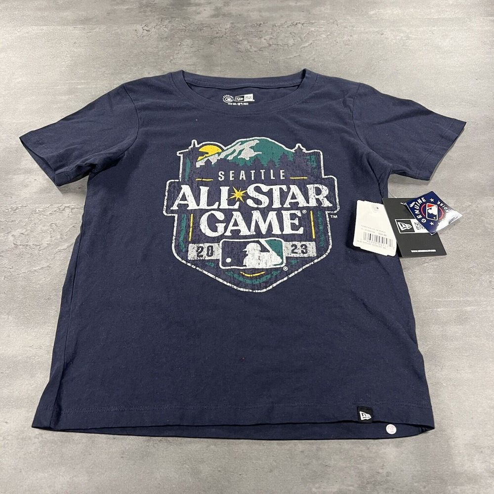 MLB All‎ Star Game Seattle Shirt Women XS Babydoll Form Fitting Blue Baseball